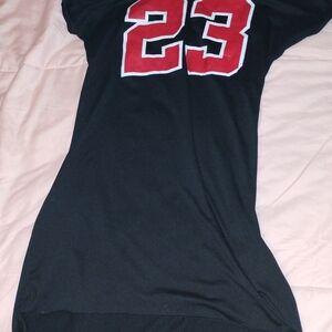 Chic Black Maxi Dress with Red Number Design